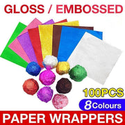 100Pcs Aluminium Foil Chocolate Wrappers 20cm Squares - Silver/Embossed V528-9360312014982