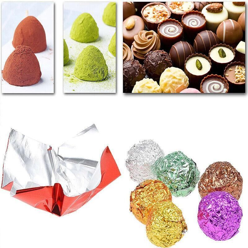100Pcs Aluminium Foil Chocolate Wrappers 20cm Squares - Purple/Embossed V528-9360312015149