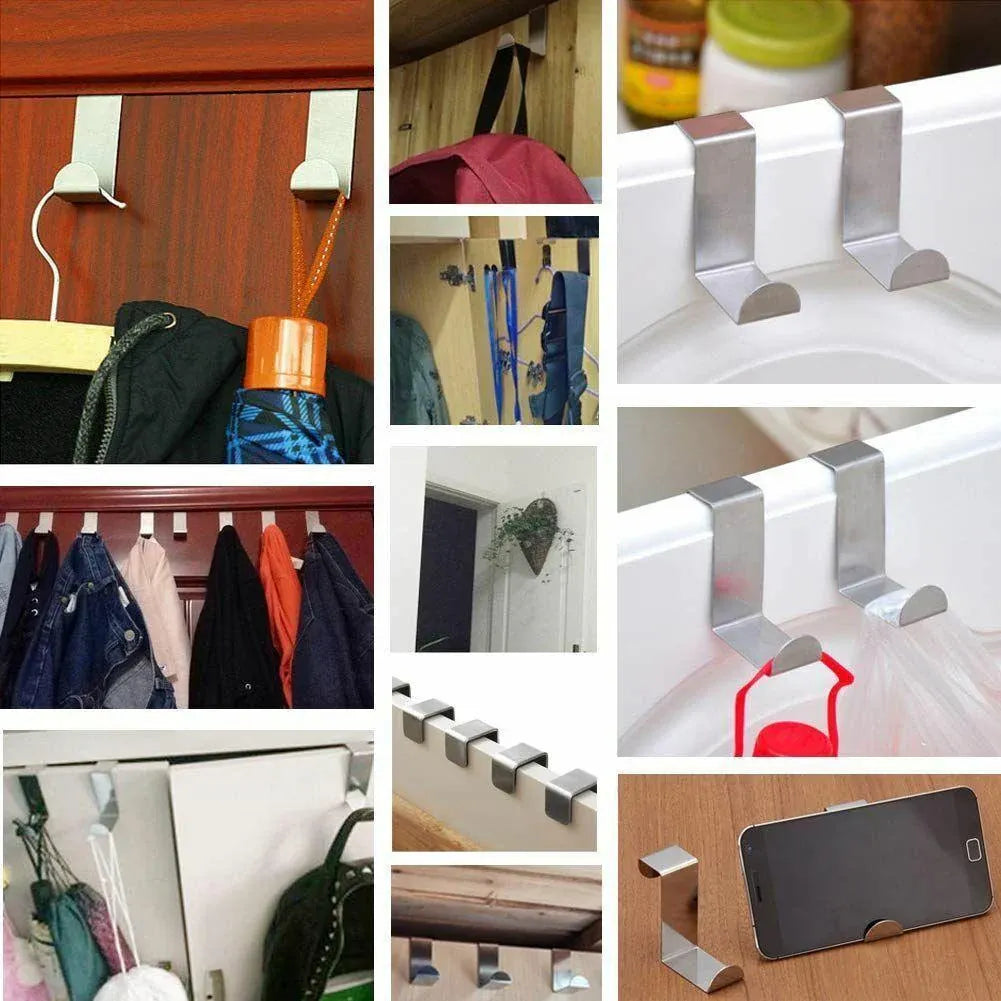 4X/6X Over Door Hooks Hanger Holder Stainless Steel Cabinet Organizer Clothes 4.5cm - 4 PCS V528-9360312016221