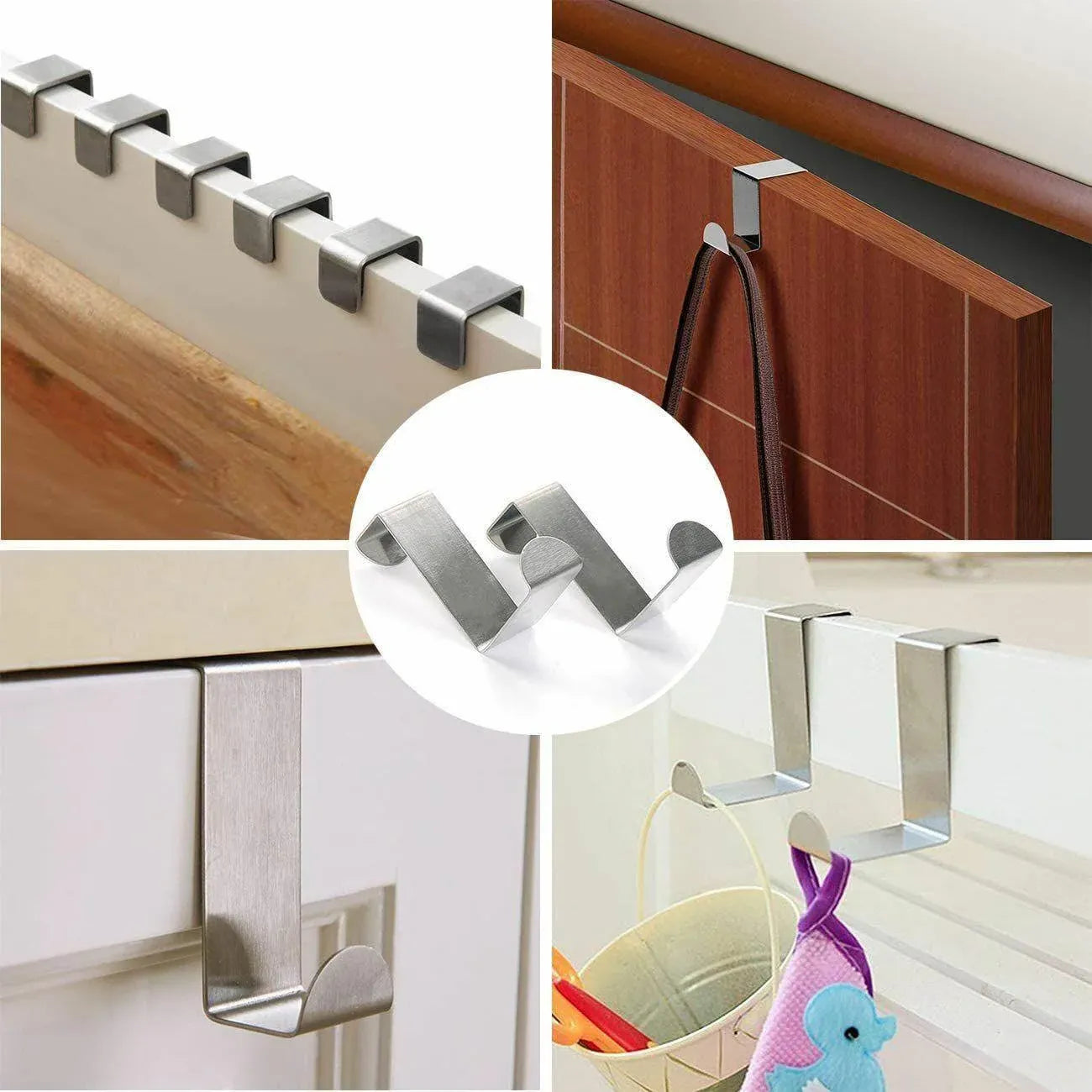 4X/6X Over Door Hooks Hanger Holder Stainless Steel Cabinet Organizer Clothes 4.5cm - 4 PCS V528-9360312016221