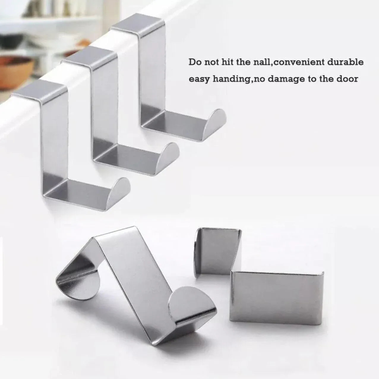 4X/6X Over Door Hooks Hanger Holder Stainless Steel Cabinet Organizer Clothes 4.5cm - 4 PCS V528-9360312016221