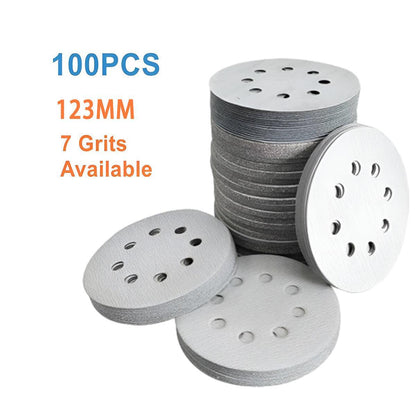 100x 123mm 6/8-Hole Sanding Discs Hook Loop Orbital Sander Pads 80 120 240 Grit - 320 Grits(8-Hole) V528-9360312020570