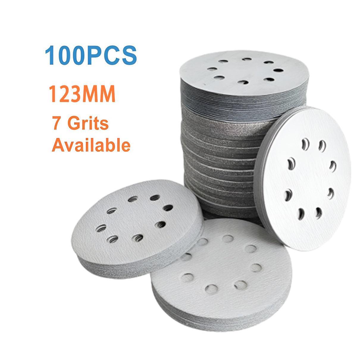 100x 123mm 6/8-Hole Sanding Discs Hook Loop Orbital Sander Pads 80 120 240 Grit - 400 Grits(8-Hole) V528-9360312020587