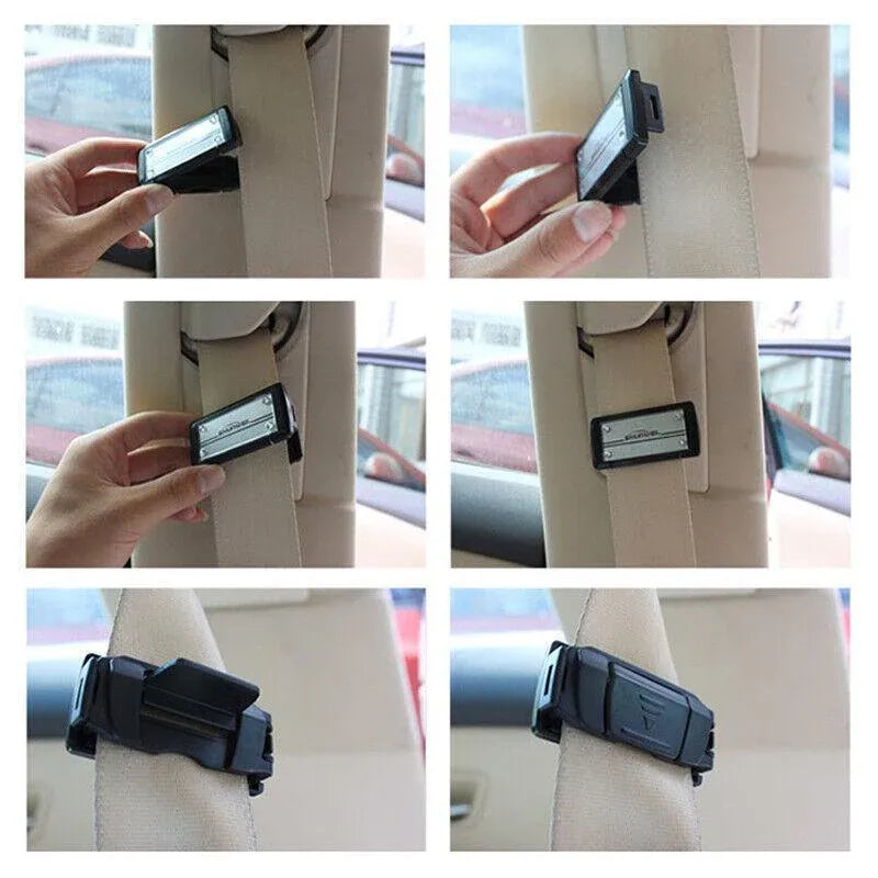 2X Car Shoulder Strap Positioning Clip Buckle Adjuster for Driving Comfort - Silver V528-9360312024875