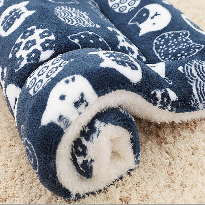 L Size Puppy Dog Cat Cushion Mattress Blanket Bed Soft Warm Pad Winter Kennel House - Navy Cat V528-9360312025063