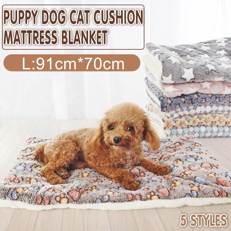 L Size Puppy Dog Cat Cushion Mattress Blanket Bed Soft Warm Pad Winter Kennel House - Blue Brownstar V528-9360312025193