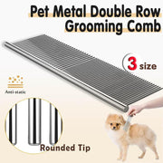 Stainless Steel Teeth Metal Comb Brush Pet Cat Dog Hair Grooming Trimmer Round - S:16*3CM V528-9360312025520