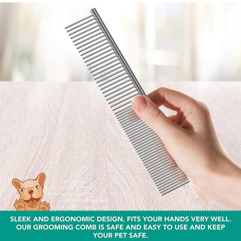 Stainless Steel Teeth Metal Comb Brush Pet Cat Dog Hair Grooming Trimmer Round - S:16*3CM V528-9360312025520