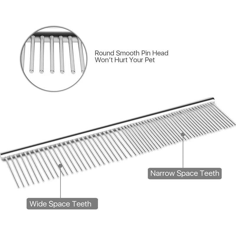 Stainless Steel Teeth Metal Comb Brush Pet Cat Dog Hair Grooming Trimmer Round - M:19*3.5CM V528-9360312025537