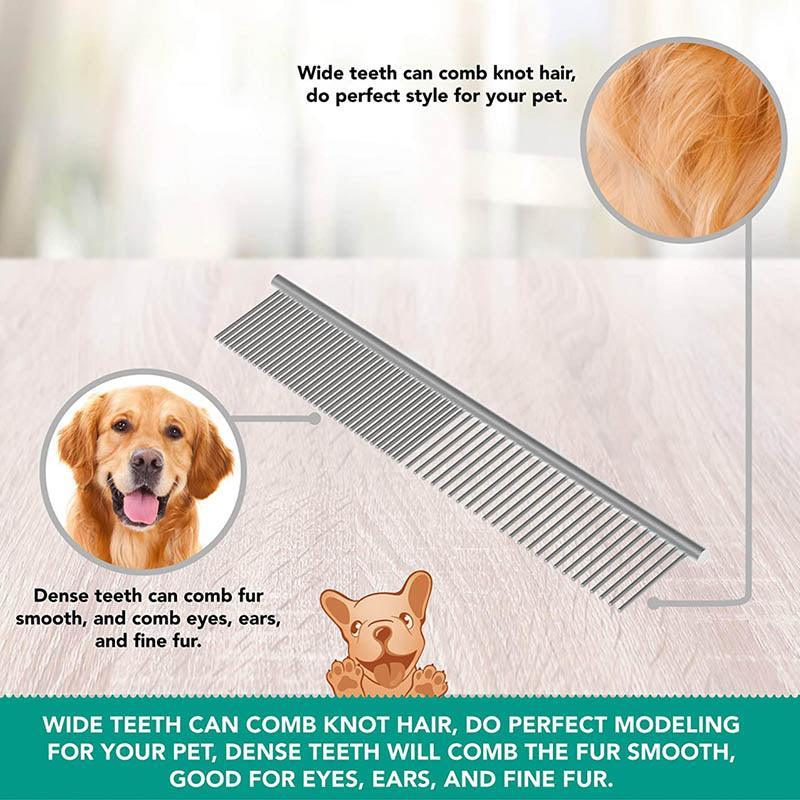 Stainless Steel Teeth Metal Comb Brush Pet Cat Dog Hair Grooming Trimmer Round - M:19*3.5CM V528-9360312025537