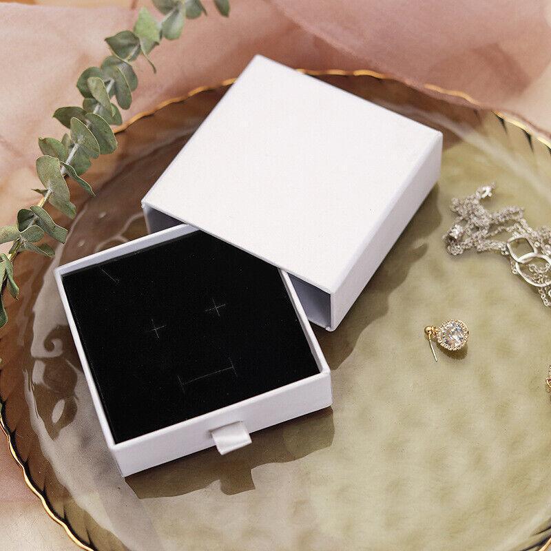 Cardboard Jewellery Gift Boxes Drawer Style Necklace Ring Earring Pendant Bracelet Case - Pink V528-9360312028545
