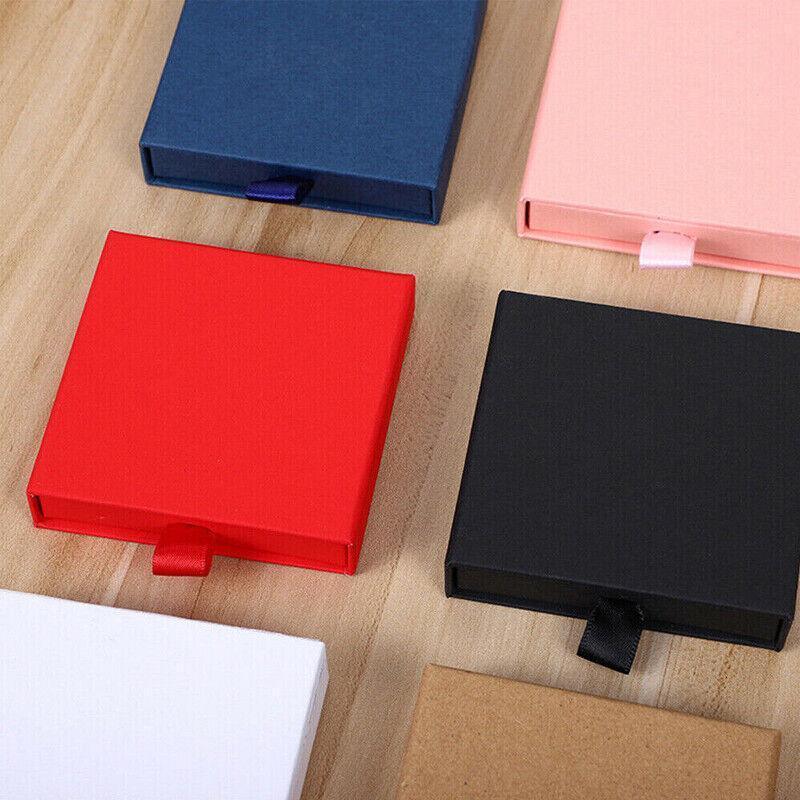 Cardboard Jewellery Gift Boxes Drawer Style Necklace Ring Earring Pendant Bracelet Case - Pink V528-9360312028545