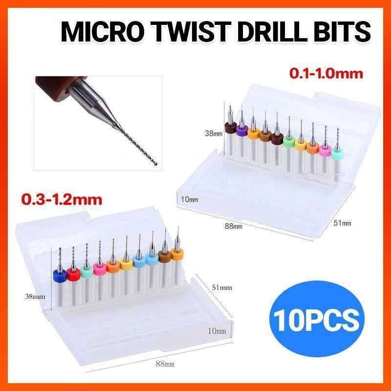 10X Tungsten Steel Micro Drill Bits 0.1-1.2mm for Rotary Tool - 0.3-1.2MM V528-9360312030593