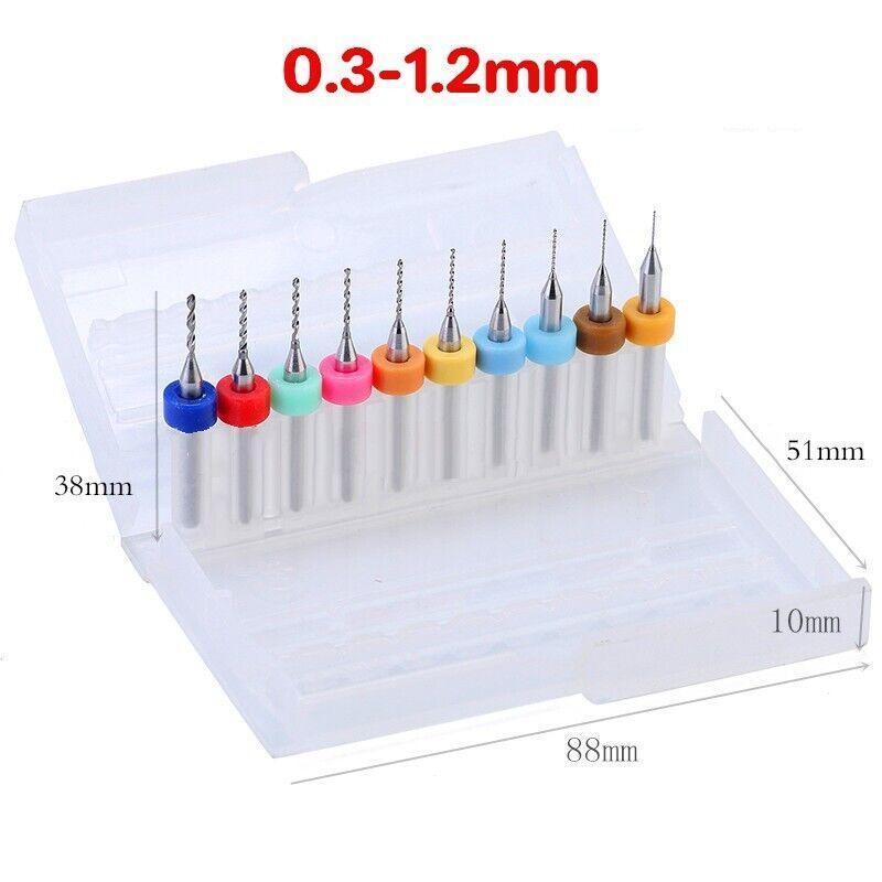 10X Tungsten Steel Micro Drill Bits 0.1-1.2mm for Rotary Tool - 0.3-1.2MM V528-9360312030593