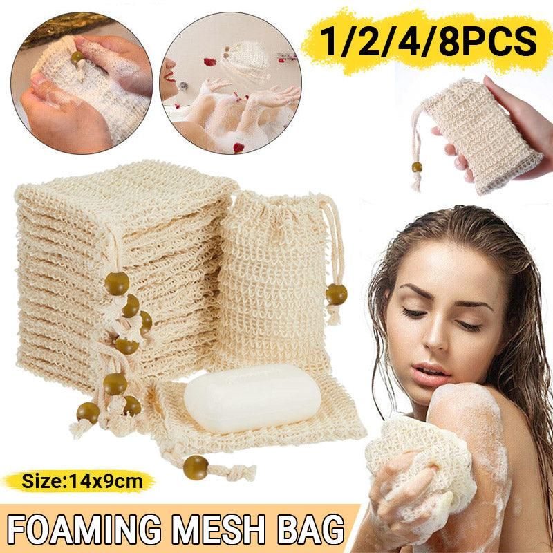 Flax Soap Saver Bag with Foaming Mesh and Drawstring for Exfoliating - 1PC V528-9360312033143