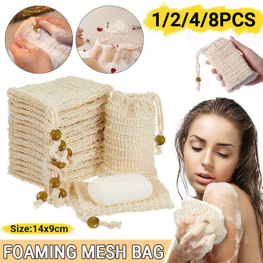 Flax Soap Saver Bag with Foaming Mesh and Drawstring for Exfoliating - 1PC V528-9360312033143