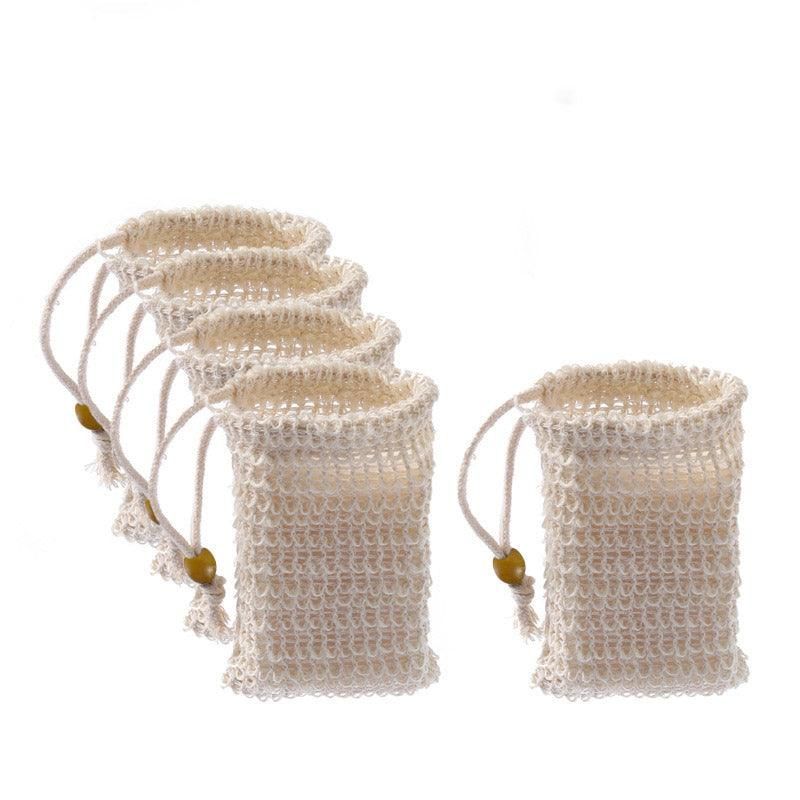 Flax Soap Saver Bag with Foaming Mesh and Drawstring for Exfoliating - 1PC V528-9360312033143