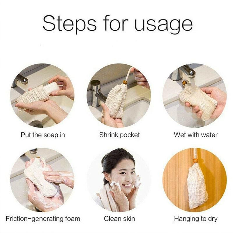 Flax Soap Saver Bag with Foaming Mesh and Drawstring for Exfoliating - 1PC V528-9360312033143