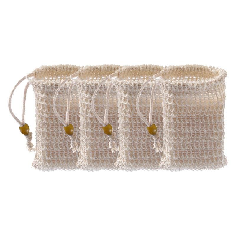 Flax Soap Saver Bag with Foaming Mesh and Drawstring for Exfoliating - 4PCS V528-9360312033167
