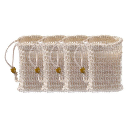 Flax Soap Saver Bag with Foaming Mesh and Drawstring for Exfoliating - 4PCS V528-9360312033167