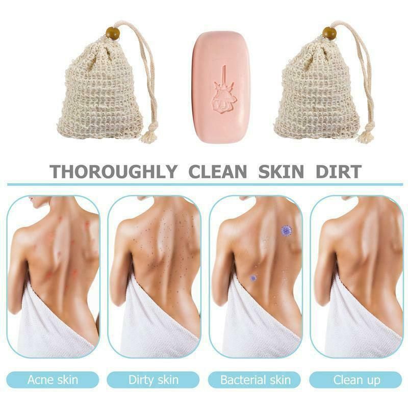 Flax Soap Saver Bag with Foaming Mesh and Drawstring for Exfoliating - 4PCS V528-9360312033167