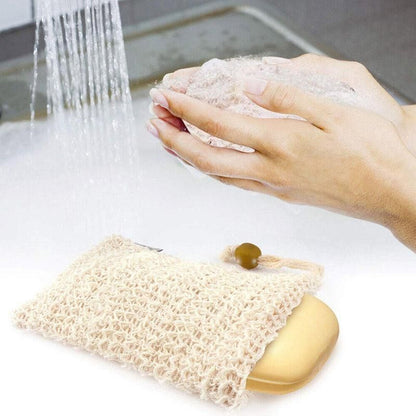 Flax Soap Saver Bag with Foaming Mesh and Drawstring for Exfoliating - 4PCS V528-9360312033167