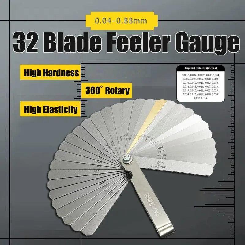 32 Blade Feeler Gauge Dual Marked Mm/Inch Thickness Gap Metric Filler Tool Honda V528-9360312033846
