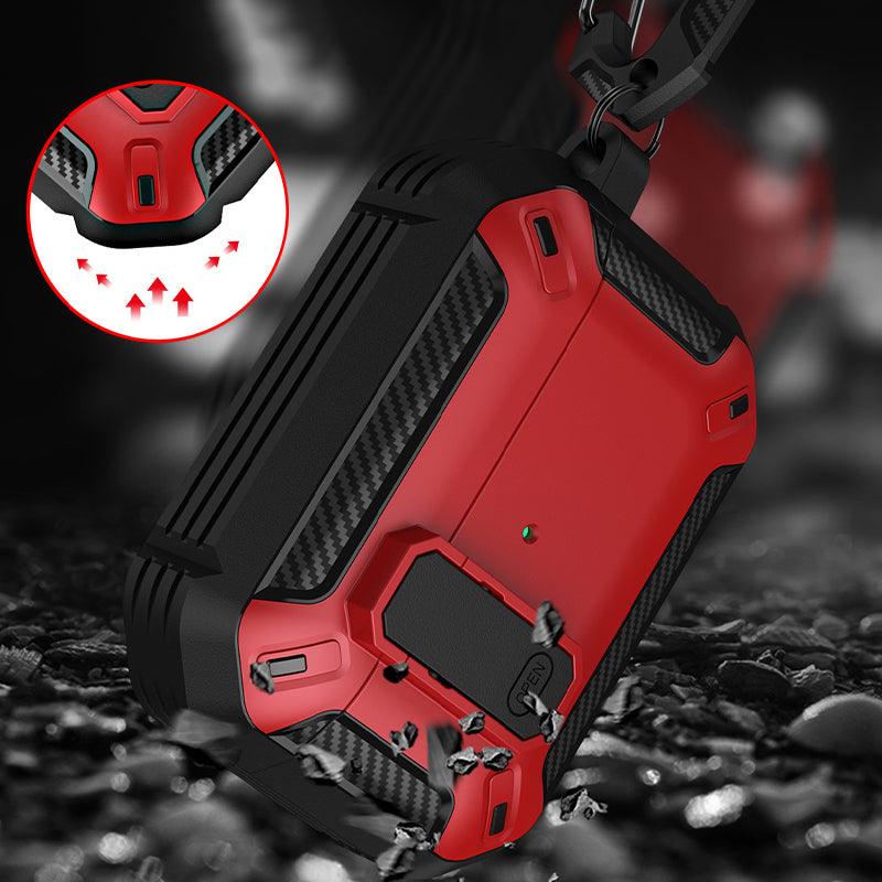For Apple AirPods pro and pro2 Case Armor Earphone Heavy Duty Shockproof Cover - Black&Red For Airpods Pro V528-9360312036649