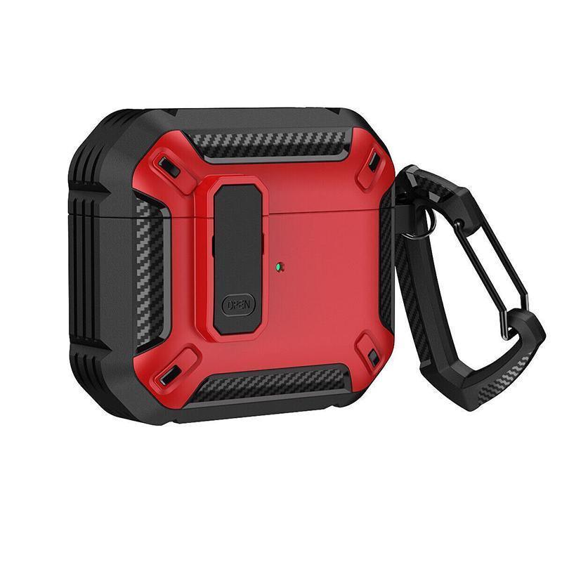 For Apple AirPods pro and pro2 Case Armor Earphone Heavy Duty Shockproof Cover - Black&Red For Airpods Pro V528-9360312036649