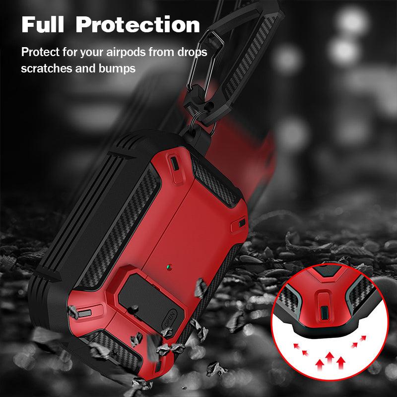 For Apple AirPods pro and pro2 Case Armor Earphone Heavy Duty Shockproof Cover - Black&Blue For Airpods Pro V528-9360312036687
