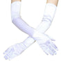 Elegant Long Satin Evening Gloves Formal Dress Accessory for Opera Prom Party Women - White V528-9360312037301