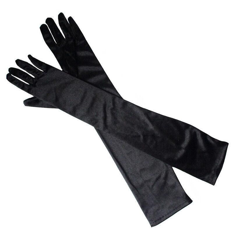 Elegant Long Satin Evening Gloves Formal Dress Accessory for Opera Prom Party Women - White V528-9360312037301