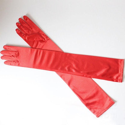 Elegant Long Satin Evening Gloves Formal Dress Accessory for Opera Prom Party Women - White V528-9360312037301