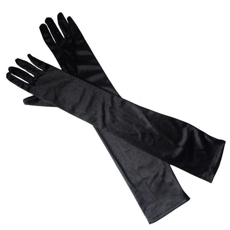 Elegant Long Satin Evening Gloves Formal Dress Accessory for Opera Prom Party Women - Red V528-9360312037318