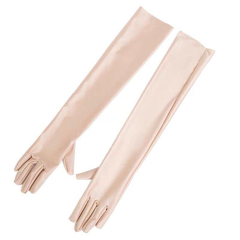 Elegant Long Satin Evening Gloves Formal Dress Accessory for Opera Prom Party Women - Red V528-9360312037318