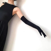 Elegant Long Satin Evening Gloves Formal Dress Accessory for Opera Prom Party Women - Red V528-9360312037318