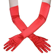 Elegant Long Satin Evening Gloves Formal Dress Accessory for Opera Prom Party Women - Red V528-9360312037318