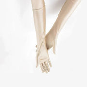Elegant Long Satin Evening Gloves Formal Dress Accessory for Opera Prom Party Women - Black V528-9360312037325