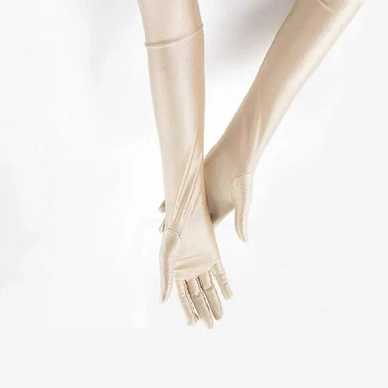 Elegant Long Satin Evening Gloves Formal Dress Accessory for Opera Prom Party Women - Black V528-9360312037325