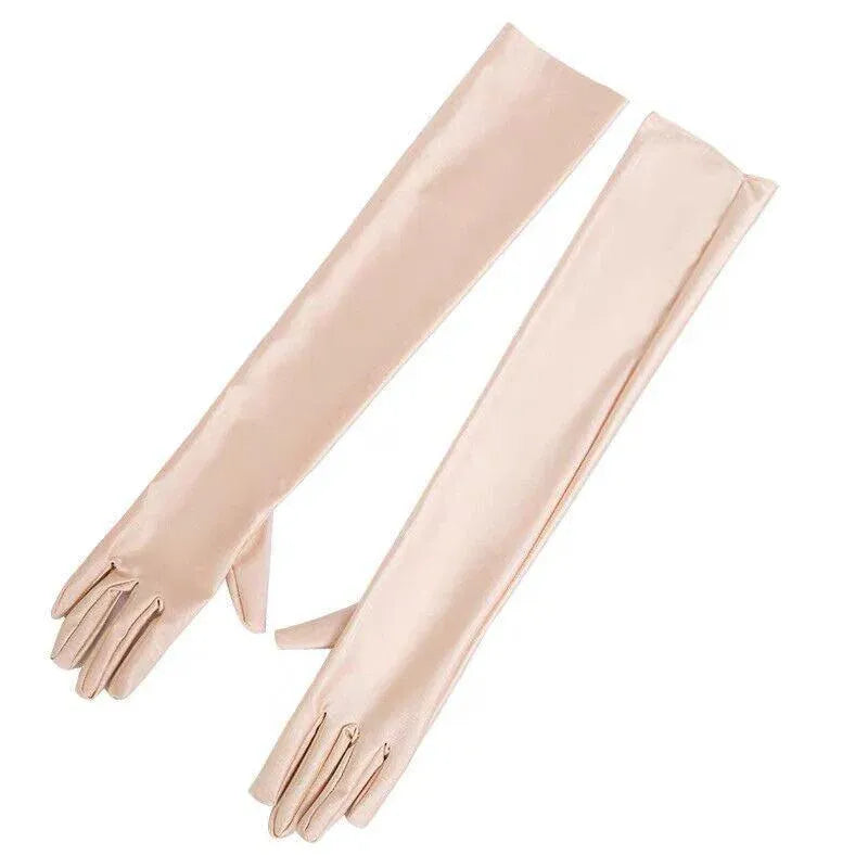 Elegant Long Satin Evening Gloves Formal Dress Accessory for Opera Prom Party Women - Champagne V528-9360312037332