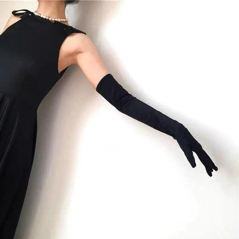 Elegant Long Satin Evening Gloves Formal Dress Accessory for Opera Prom Party Women - Champagne V528-9360312037332
