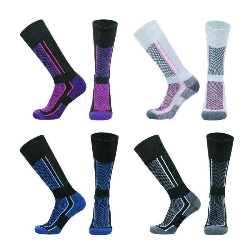 Men Women Long Warm Breathable Ski Socks Thicken Winter Sports Socks - Pink&White(33-39) V528-9360312038360