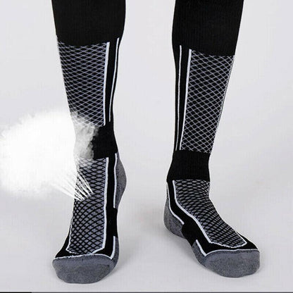 Men Women Long Warm Breathable Ski Socks Thicken Winter Sports Socks - Pink&White(33-39) V528-9360312038360