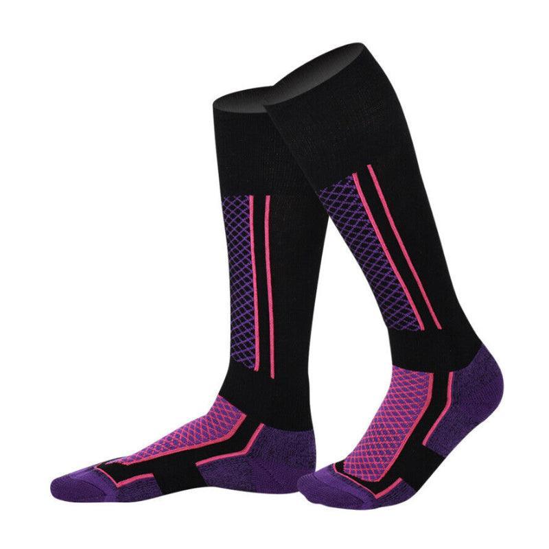 Men Women Long Warm Breathable Ski Socks Thicken Winter Sports Socks - Pink&White(33-39) V528-9360312038360