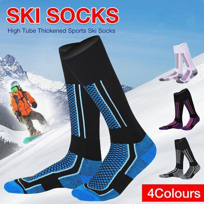 Men Women Long Warm Breathable Ski Socks Thicken Winter Sports Socks - Purple&Black(33-39) V528-9360312038377
