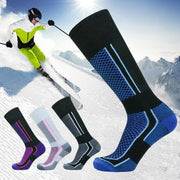 Men Women Long Warm Breathable Ski Socks Thicken Winter Sports Socks - Purple&Black(33-39) V528-9360312038377