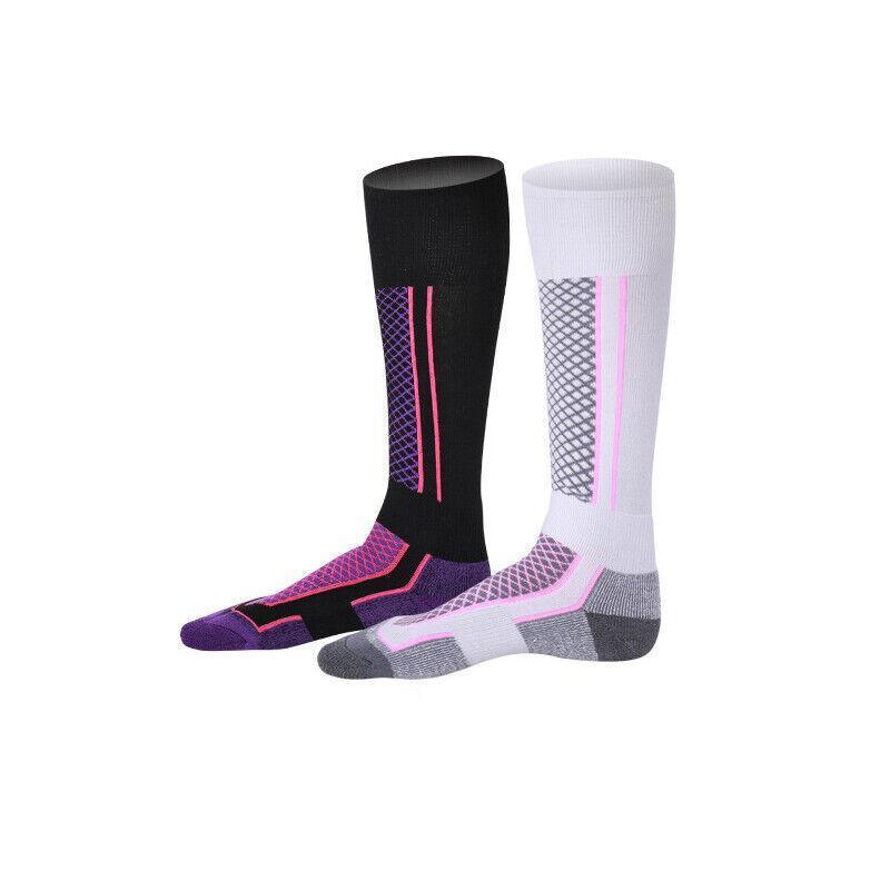 Men Women Long Warm Breathable Ski Socks Thicken Winter Sports Socks - Purple&Black(33-39) V528-9360312038377
