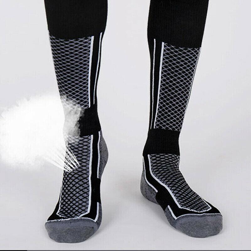 Men Women Long Warm Breathable Ski Socks Thicken Winter Sports Socks - Purple&Black(33-39) V528-9360312038377