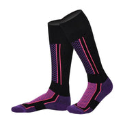 Men Women Long Warm Breathable Ski Socks Thicken Winter Sports Socks - Purple&Black(33-39) V528-9360312038377