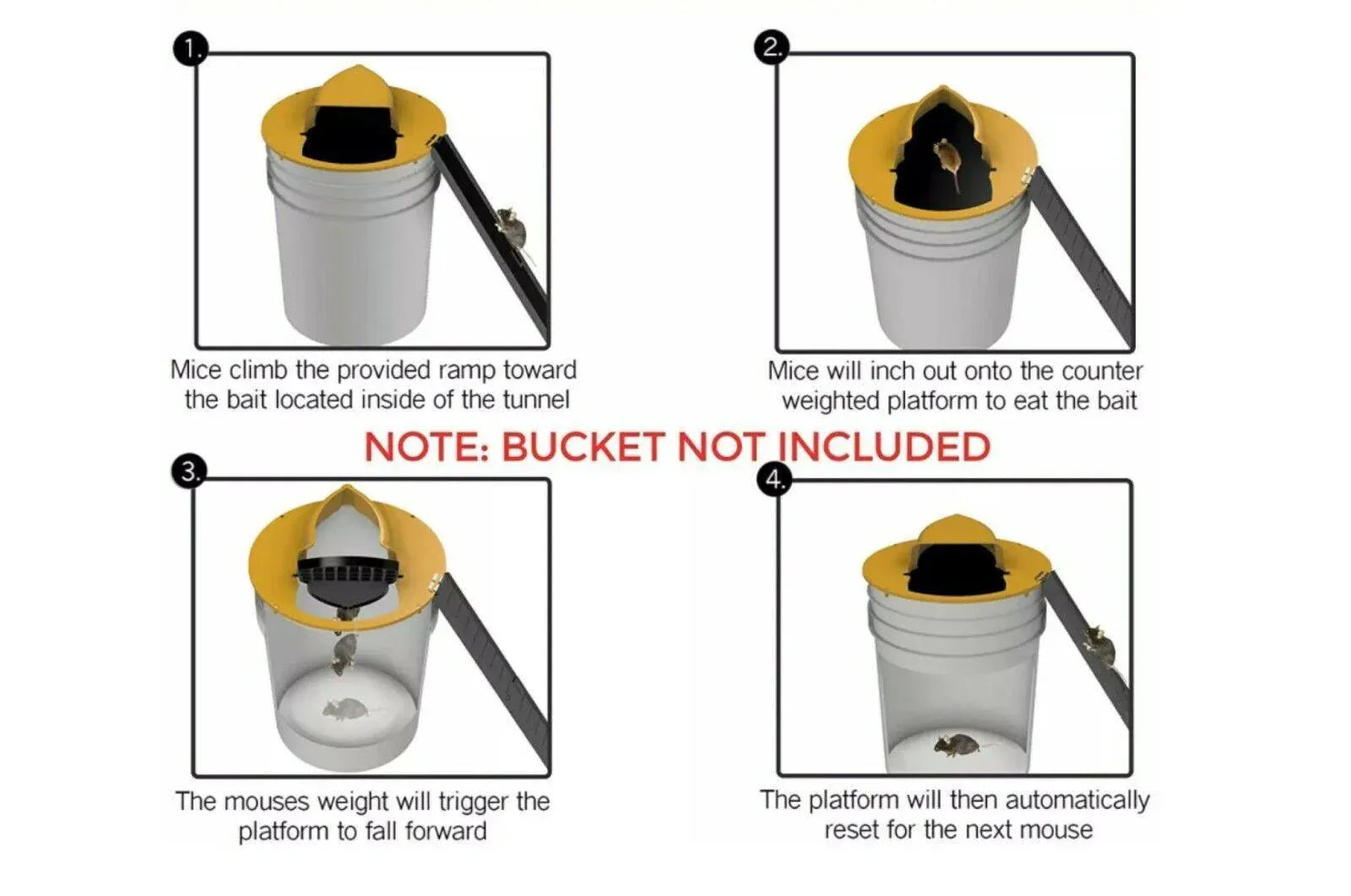 Mouse Trap Flip N Slide Bucket Lid Mouse Rat Trap With Ladder Mousetrap Catcher - Flip N Slide Bucket *1 V528-9360312038650